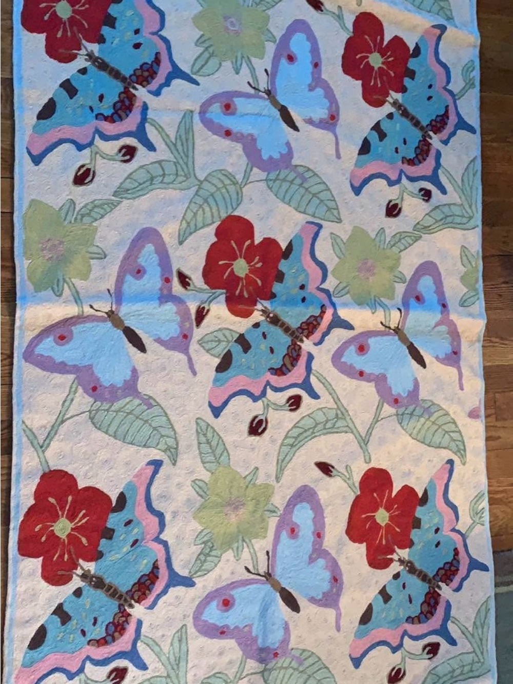 Anthropologie Butterfly & Floral Decorative Throw Rug 3x5’